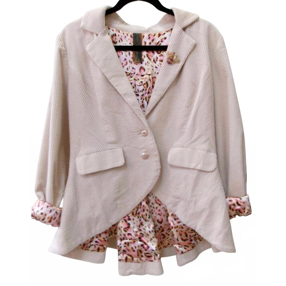 NEW ARATTA women corduroy blazer with velvet patches in pearl - Picture 3 of 4